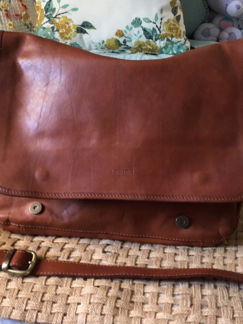 I Medici Firenze Brown Italian Leather Messenger Crossbody Bag